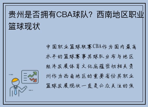 贵州是否拥有CBA球队？西南地区职业篮球现状