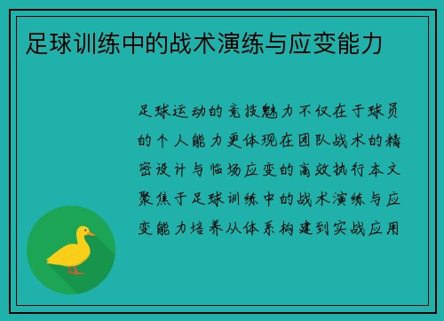 足球训练中的战术演练与应变能力
